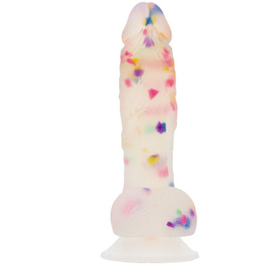 Фалоімітатор з конфетті ADDICTION - PARTY MARTY - 7.5 "- FROST &CONFETTI, 19 см, силікон, вібропуля