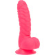 Ребристий фалоімітатор на присосці ADDICTION — Tom 7″ Dildo With Balls — Pink, віброкуля в подарунок-2