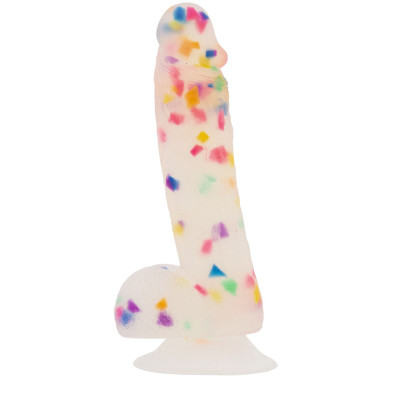 Фалоімітатор з конфетті ADDICTION - PARTY MARTY - 7.5 "- FROST &CONFETTI, 19 см, силікон, вібропуля