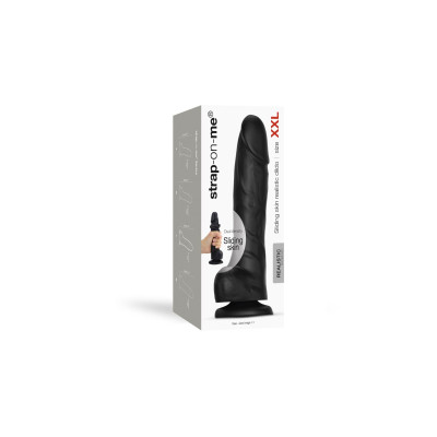 Реалістичний фалоімітатор Strap-On-Me Sliding Skin Realistic Dildo Black - XXL, ефект рухливої шкіри Реалістичний фалоімітатор Strap-On-Me Sliding Skin Realistic Dildo Black - XXL, ефект рухливої шкіри