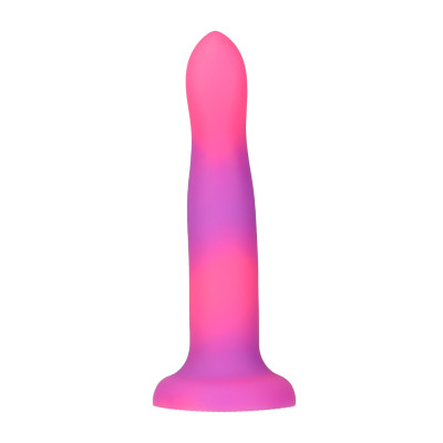 Фалоімітатор, що світиться у темряві, ADDICTION - Rave - 8" Glow in the Dark Dildo - Pink Purple