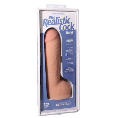 Фалоімітатор Doc Johnson The Realistic Cock ULTRASKYN - 12 Inch Hung with Balls Vanilla
