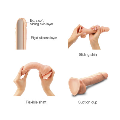 Реалістичний фалоімітатор Strap-On-Me Sliding Skin Realistic Dildo Vanille - M, ефект рухливої шкіри