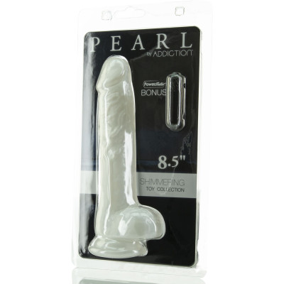 Фалоімітатор ADDICTION Pearl 8.5" Dildo with Balls, віброкуля в подарунок