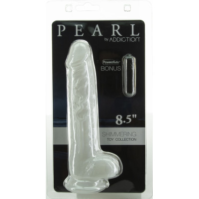 Фалоімітатор ADDICTION Pearl 8.5" Dildo with Balls, віброкуля в подарунок