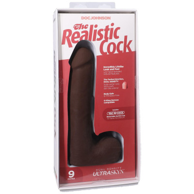 Фалоімітатор Doc Johnson The Realistic Cock ULTRASKYN - 9 Inch with Balls Chocolate