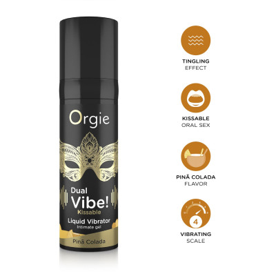 Рідкий вібратор Orgie - Dual Vibe! Pina Colada Kissable Liquid Vibrator (15 мл)