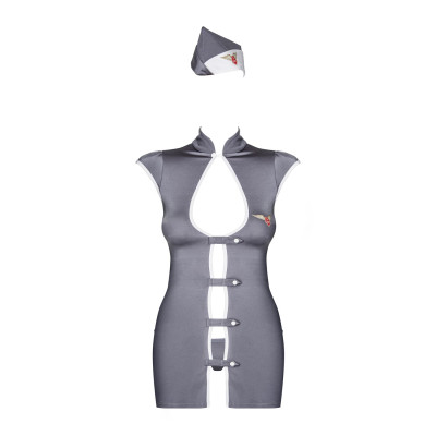 Obsessive Stewardess 3 pcs costume grey L/XL Obsessive Stewardess 3 pcs costume grey L/XL