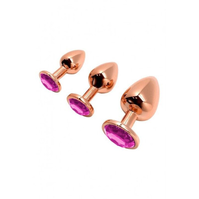 Анальна пробка Wooomy Tralalo Rose Gold Metal Plug MAGENTA M (зіпсована упаковка)