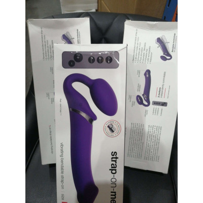 Безремневий страпон з вібрацією Strap-On-Me Vibrating Violet L (м'ята упаковка)