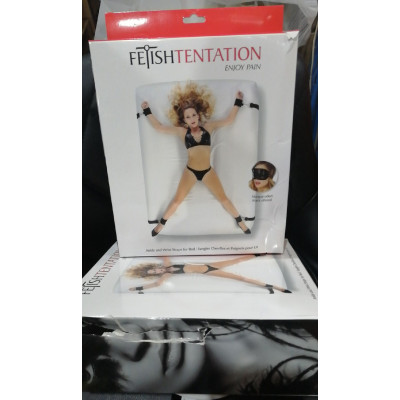 Фіксатор для ліжка Fetish Tentation Ankle and Wrist Straps for Bad з маскою (пом'ята упаковка!!!)