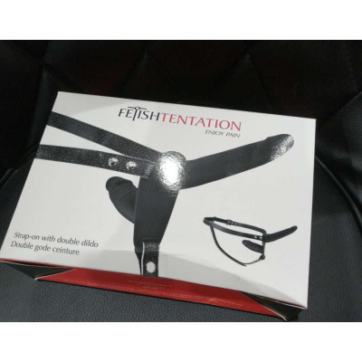 Подвійний страпон Fetish Tentation Strap-On with Double Dildo Black (м'ята упаковка)