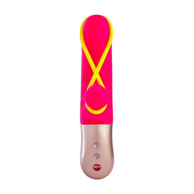 Мінівібратор-кролик зі стимулювальною стрічкою Fun Factory AMORINO pink/neon yellow (м'яте паковання!!!) Мінівібратор-кролик зі стимулювальною стрічкою Fun Factory AMORINO pink/neon yellow (м'яте паковання!!!)