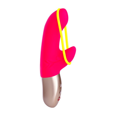 Мінівібратор-кролик зі стимулювальною стрічкою Fun Factory AMORINO pink/neon yellow (м'яте паковання!!!) Мінівібратор-кролик зі стимулювальною стрічкою Fun Factory AMORINO pink/neon yellow (м'яте паковання!!!)