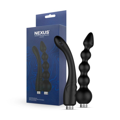 Набір анальних насадок для душу Nexus Advanced Shower Douche Duo Kit – Black, 2 шт (м'ята упаковка!!!)