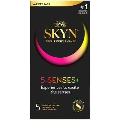 Безлатексні преміум-презервативи SKYN 5 Senses, 5 видів (5 шт) (м'яте паковання!!!)