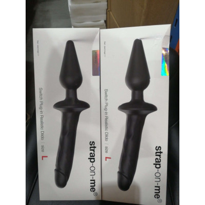 Анальна пробка з дилдо Strap-On-Me SWITCH PLUG-IN REALISTIC DILDO BLACK - L (м'ята упаковка)