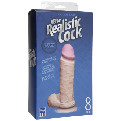 Фалоімітатор Doc Johnson The Realistic Cock 8 inch White - ULTRASKYN, Vack-U-Lock (м'ята упаковка)