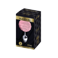 Металева анальна пробка Кролячий хвостик Alive Fluffy Plug S Pink (м'ята упаковка!!!)