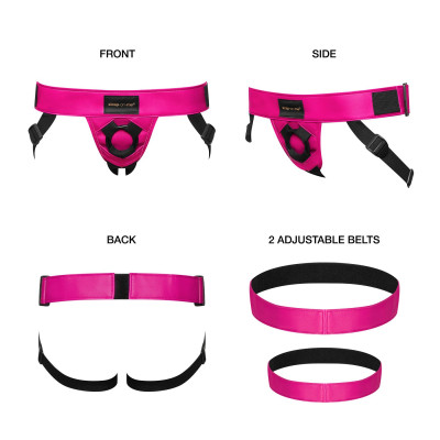 Труси для страпона Strap-On-Me Leatherette Harness Curious Fuchsia (м'ята упаковка!!!)
