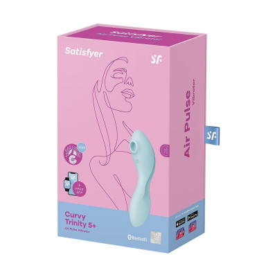 Вакуумний смарт-стимулятор із вібрацією Satisfyer Curvy Trinity 5 (Blue) (порвана упаковка!!!)