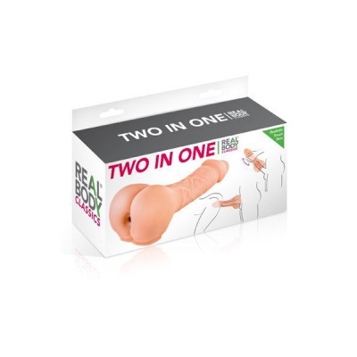 Насадка на член - мастурбатор 2-в-1 Real Body - Two In One (надірвана/прим'ята упаковка)