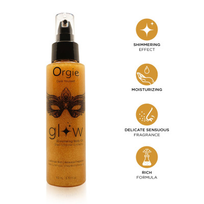 Олія-шимер для тіла Orgie – Glow Shimmering Body Oil (110 мл), чуттєвий аромат, зволоження Олія-шимер для тіла Orgie – Glow Shimmering Body Oil (110 мл), чуттєвий аромат, зволоження