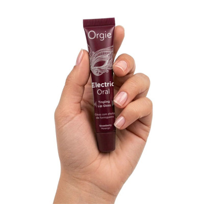 Віброблиск для губ Orgie Electric Oral Lips Gloss Strawberry 10 мл, з ефектом поколювання Віброблиск для губ Orgie Electric Oral Lips Gloss Strawberry 10 мл, з ефектом поколювання
