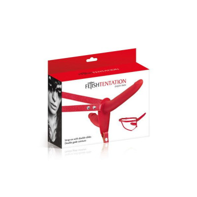 Подвійний страпон Fetish Tentation Strap-On with Double Dildo Red Подвійний страпон Fetish Tentation Strap-On with Double Dildo Red