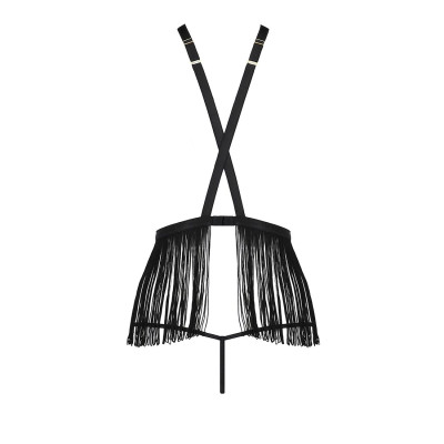 Комплект білизни INDRA SET OpenBra black XXL/XXXL - Passion Exclusive: стрінги, портупея з бахромою Комплект білизни INDRA SET OpenBra black XXL/XXXL - Passion Exclusive: стрінги, портупея з бахромою