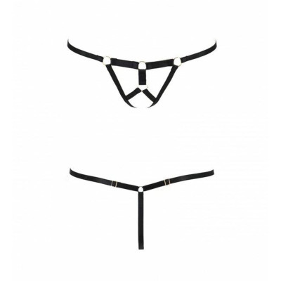 Трусики стрінги зі стреп ARMANDA THONG black L/XL - Passion Exclusive