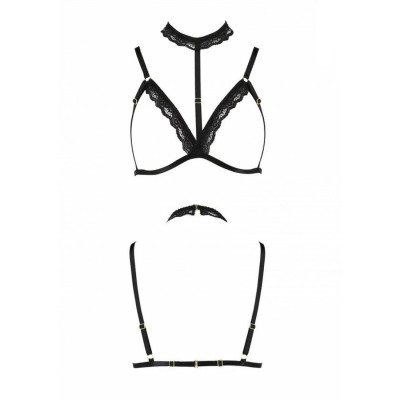 Бюстгальтер-стрепи з чокером Shelly Bra black XXL/XXXL — Passion Exclusive Бюстгальтер-стрепи з чокером Shelly Bra black XXL/XXXL — Passion Exclusive