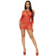 Leg Avenue Heart net mini dress OS Red-4