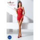 Бодистокинг Passion BS063 red, платье-сетка халтер-1