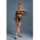 Бодістокінг Caprice Lingerie Model 07 One size Black, топ, велосипедки, сітка зі стразами