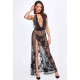 Сукня Noir Handmade F312 Divinity long flocked mesh dress with open back - XXL-2