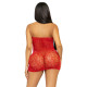 Leg Avenue Rhinestone halter mini dress OS Red-1