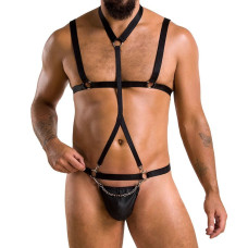 Комплект чоловічої білизни зі стреп Passion 039 Set Andrew XXL/XXXL Black, стринги, шлейки