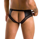 Чоловічі труси з ланцюжком Passion 030 Slip Tom S/M Black, екошкіра, відкриті сідниці-1