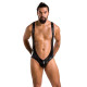 Чоловіче відкрите боді Passion 027 Bruno S/M Black, під латекс, на шлейках-2