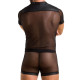 Комплект сітчастої чоловічої білизни Passion 052 Set Michael L/XL Black, сорочка, боксери, заклепки-1