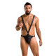 Чоловіче боді з люверсами Passion 028 Harry L/XL Black, екошкіра, на шлейках-2