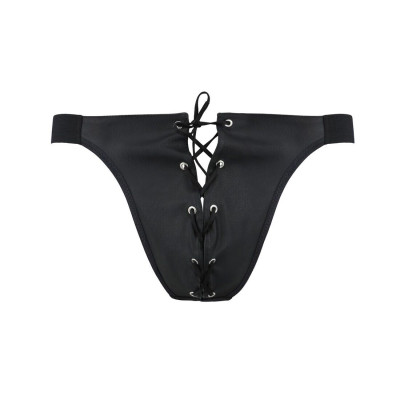 Чоловічі сліпи на шнурівці Passion 044 Slip Ben XXL/XXXL Black, екошкіра, люверси