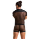 Комплект сітчастої чоловічої білизни Passion 052 Set Michael S/M Black, сорочка, боксери, заклепки-3