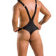 Чоловіче боді з люверсами Passion 028 Harry S/M Black, екошкіра, на шлейках-1