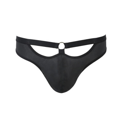 Чоловічі сліпи з вирізами Passion 041 Slip Joe XXL/XXXL Black, екошкіра, відкриті сідниці