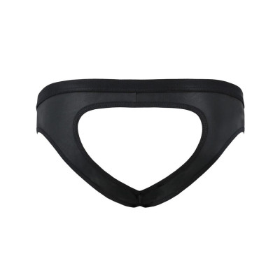 Чоловічі сліпи з вирізами Passion 041 Slip Joe XXL/XXXL Black, екошкіра, відкриті сідниці
