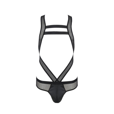 Чоловіче еротичне сітчасте боді Passion 045 Victor S/M Black, екошкіра, сітка Чоловіче еротичне сітчасте боді Passion 045 Victor S/M Black, екошкіра, сітка