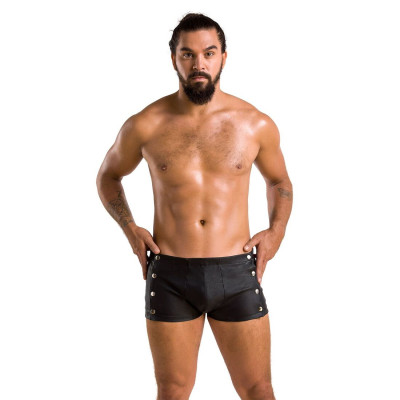 Чоловічі шкіряні боксери із заклепками Passion 048 Short David XXL/XXXL Black