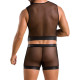 Комплект чоловічої білизни на шнурівці Passion 053 Set William L/XL Black, жилет, боксери-1